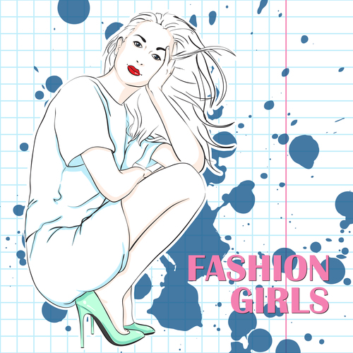Fashion girl design vectors 01