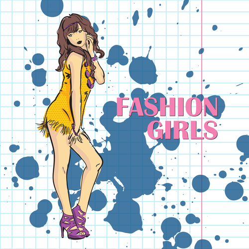 Fashion girl design vectors 02
