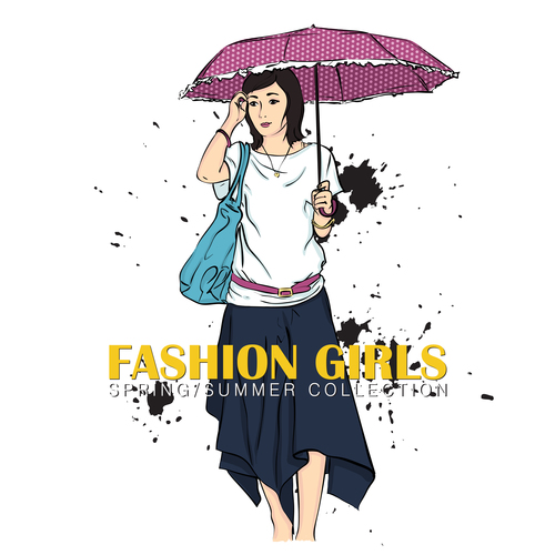 Fashion girl design vectors 06