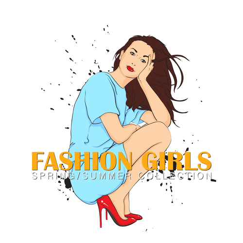 Fashion girl design vectors 07