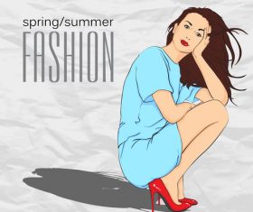 Fashion girl with paper background vector