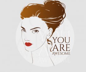 Fashion woman with modern background vector 01