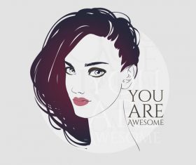 Fashion woman with modern background vector 02