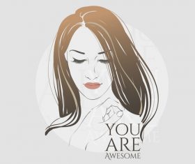 Fashion woman with modern background vector 04