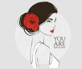 Fashion woman with modern background vector 05