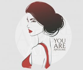 Fashion woman with modern background vector 07