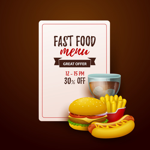 Fast food menu discount template vector 01
