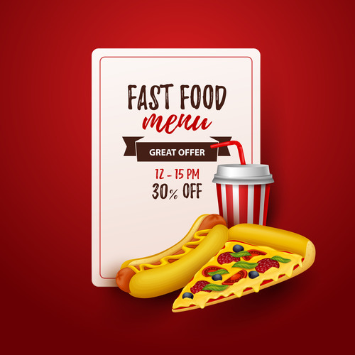 Fast food menu discount template vector 02