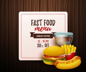 Fast food menu discount template vector 03