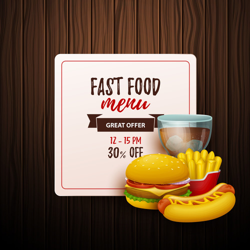 Fast food menu discount template vector 03