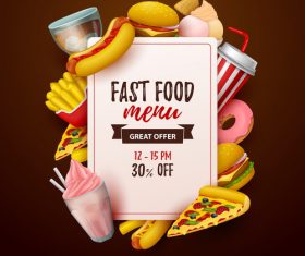 Fast food menu discount template vector 04