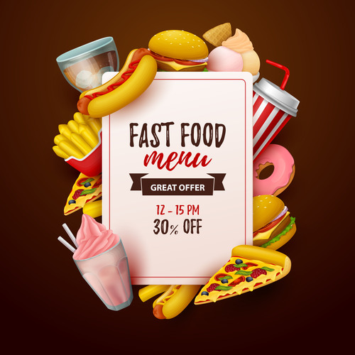Fast food menu discount template vector 04