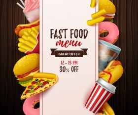 Fast food menu discount template vector 05