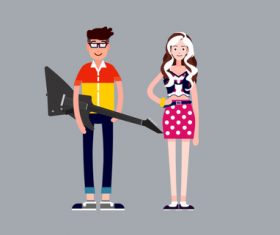 Flat cartoon character material vector