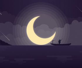 Flat silence night illustration vector material