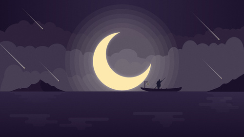 Flat silence night illustration vector material