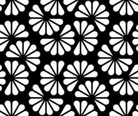 Floral black with white seamless pattern vector 01