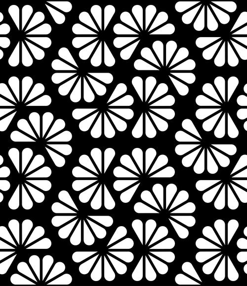 Floral black with white seamless pattern vector 01