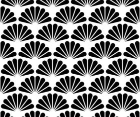 Floral black with white seamless pattern vector 02