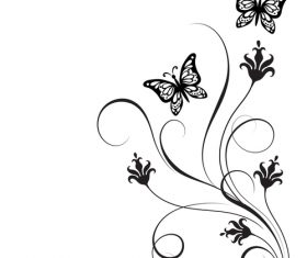 Floral ornaments with butterfly design vector 03 free download