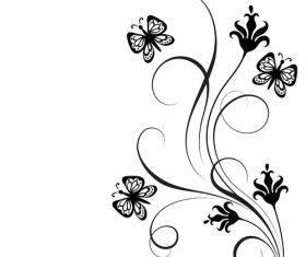 Floral ornaments with butterfly design vector 02