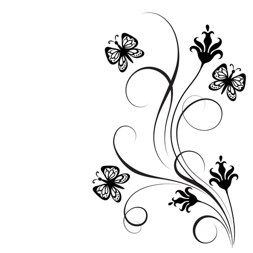 Floral ornaments with butterfly design vector 02