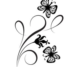 Floral ornaments with butterfly design vector 01 free download