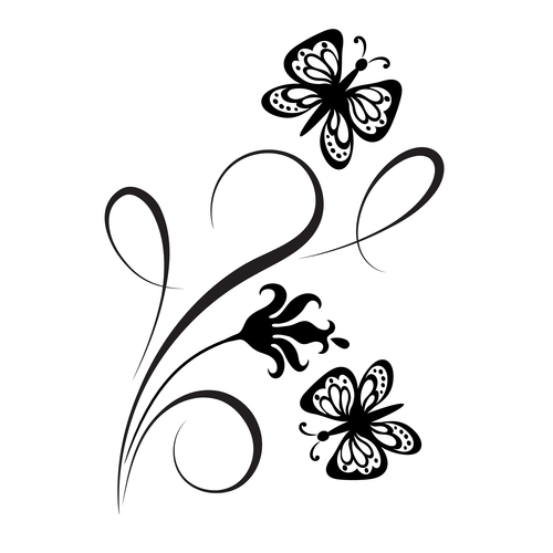 Floral ornaments with butterfly design vector 03