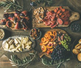 Food cheese fruit bread barbecue prepared for the party Stock Photo 04