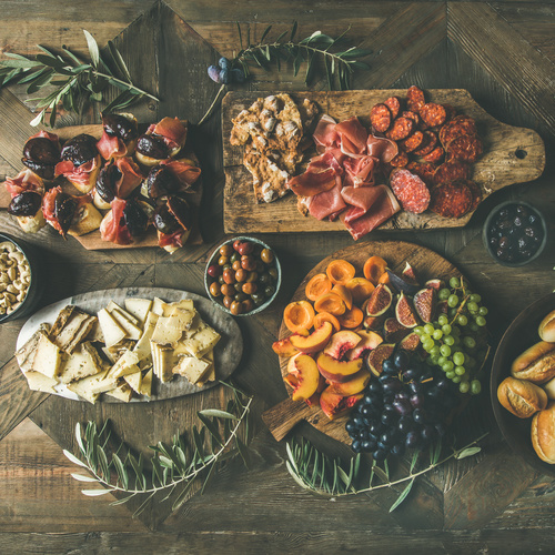 Food cheese fruit bread barbecue prepared for the party Stock Photo 04