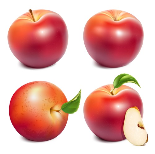 Fresh apples design vectors set 01