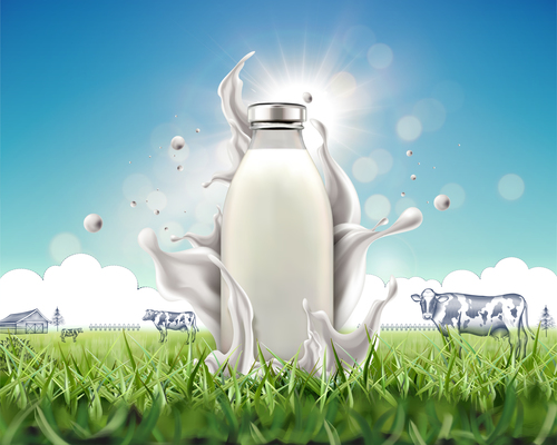Fresh milk poster design vector template