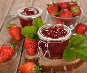 Fresh strawberry and strawberry jam Stock Photo 01