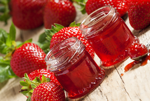 Fresh strawberry and strawberry jam Stock Photo 02