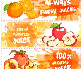Fruit juice horizontal banners vectors 02