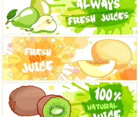 Fruit juice horizontal banners vectors 03