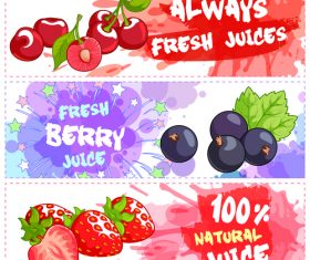 Fruit juice horizontal banners vectors 04