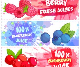 Fruit juice horizontal banners vectors 05