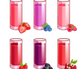Fruit juice with glass cup vector