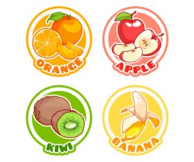 Fruit round labels vectors set 01