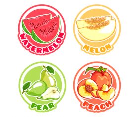 Fruit round labels vectors set 02