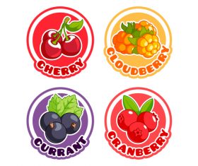 Fruit round labels vectors set 03