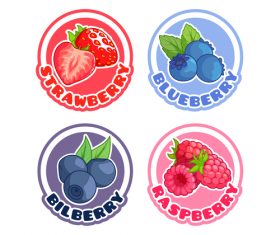 Fruit round labels vectors set 04