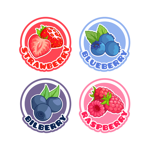 Fruit round labels vectors set 04