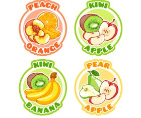 Fruit round labels vectors set 05