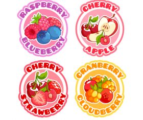 Fruit round labels vectors set 06