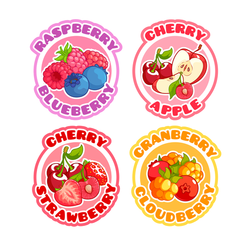 Fruit round labels vectors set 06