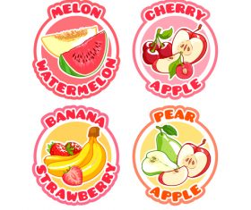 Fruit round labels vectors set 07