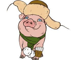 Funny pig illustration design cartoon vector 05