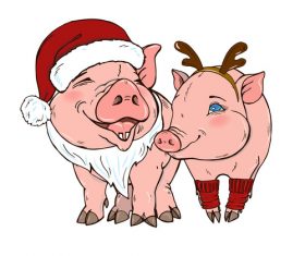 Funny pig illustration design cartoon vector 09